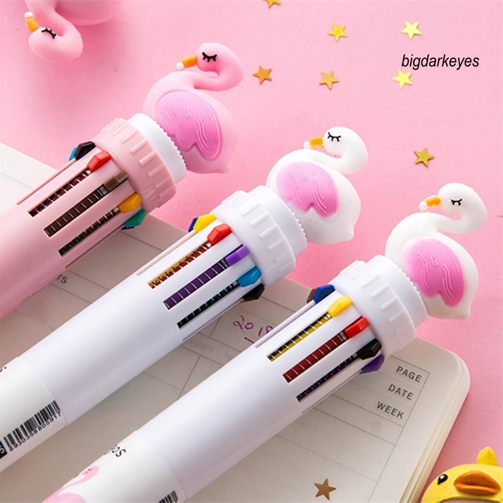 Bút Bi Hình Chim Hồng Hạc 3D Ngòi 0.5mm Có Thể Thu Gọn 10 Trong 1