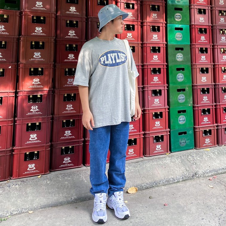 [Ảnh thật] Áo thun PLAYLIST cotton dáng rộng 137
