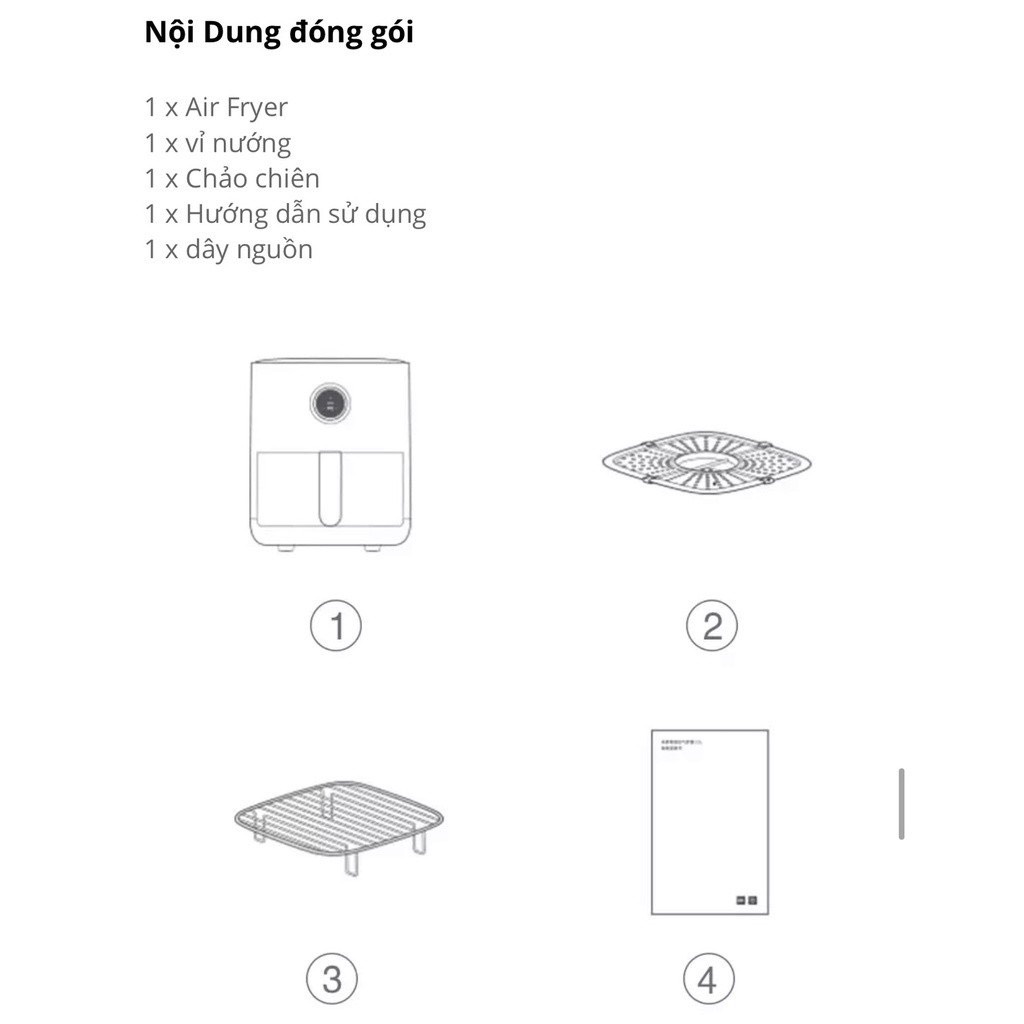 Nồi chiên không dầu thông minh Xiaomi Mijia 3.5L Kết nối APP với điện thoại. Màn hình oled cảm ứng - Nồi Chiên YANGZI 4L