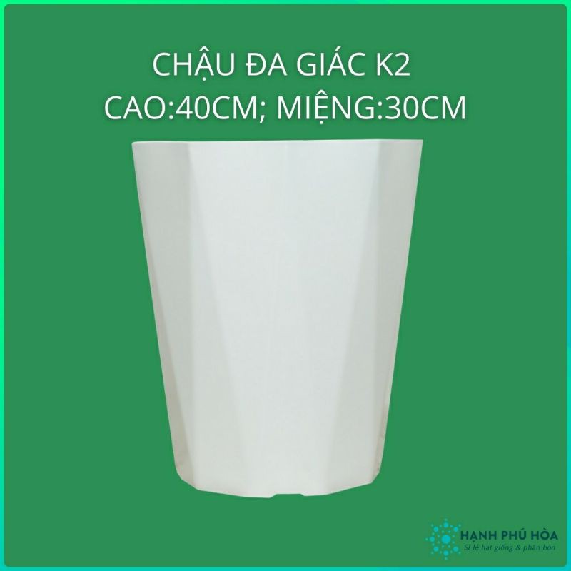 Chậu nhựa dáng kim cương trắng kích thước 40x30cm