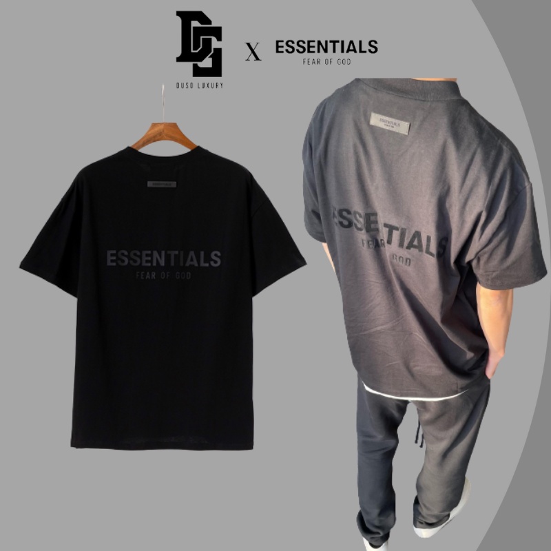 Áo Tee Essentials Fear Of God SS2022 hình in cao su nổi, Áo thun FOG, Chất liệu Cotton, màu Đen,Xám DuSo.Lux