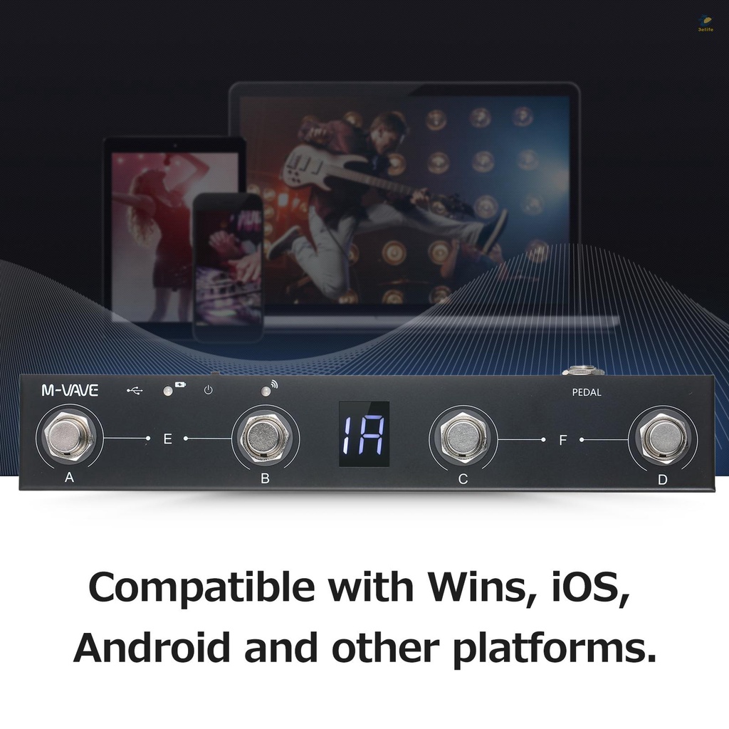 Bộ Điều Khiển Bàn Đạp Chân Không Dây 4 Nút Bấm Mini M-VAVE Chocolate BT