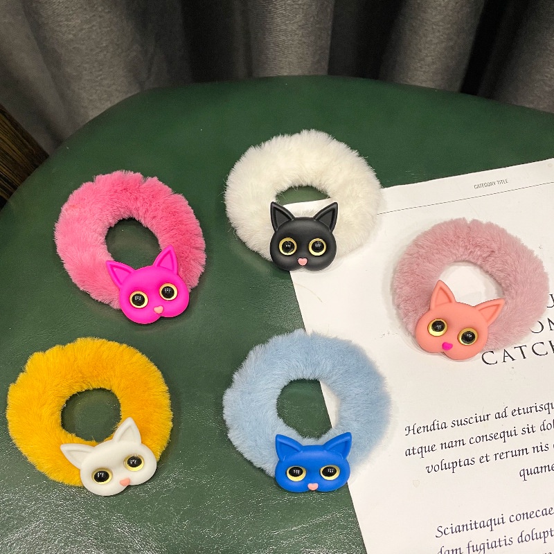 Dây buộc tóc hình mèo con mắt to dễ thương cho nữ