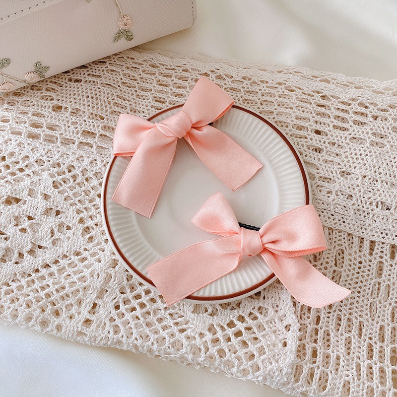 Set 2 Kẹp Tóc Hình Nơ Vải Nhung Thanh Lịch