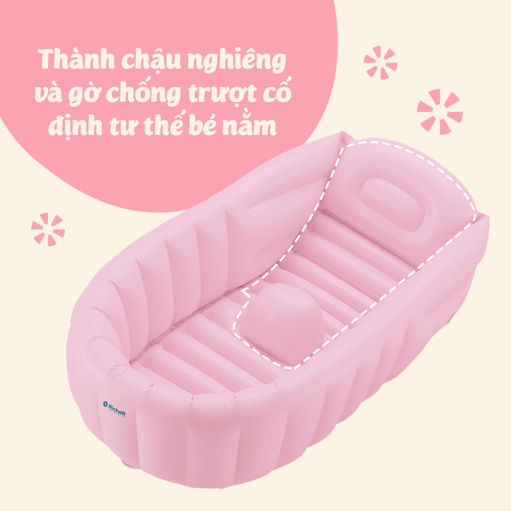 Chậu phao tắm, chậu tắm hơi Richell gấp gọn chống trượt