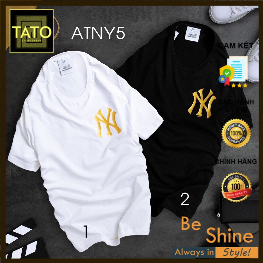 Áo Thun Tay Lỡ NY In Nhũ Vàng Độc Đáo , Áo Phông Unisex Form Rộng Chất Cotton