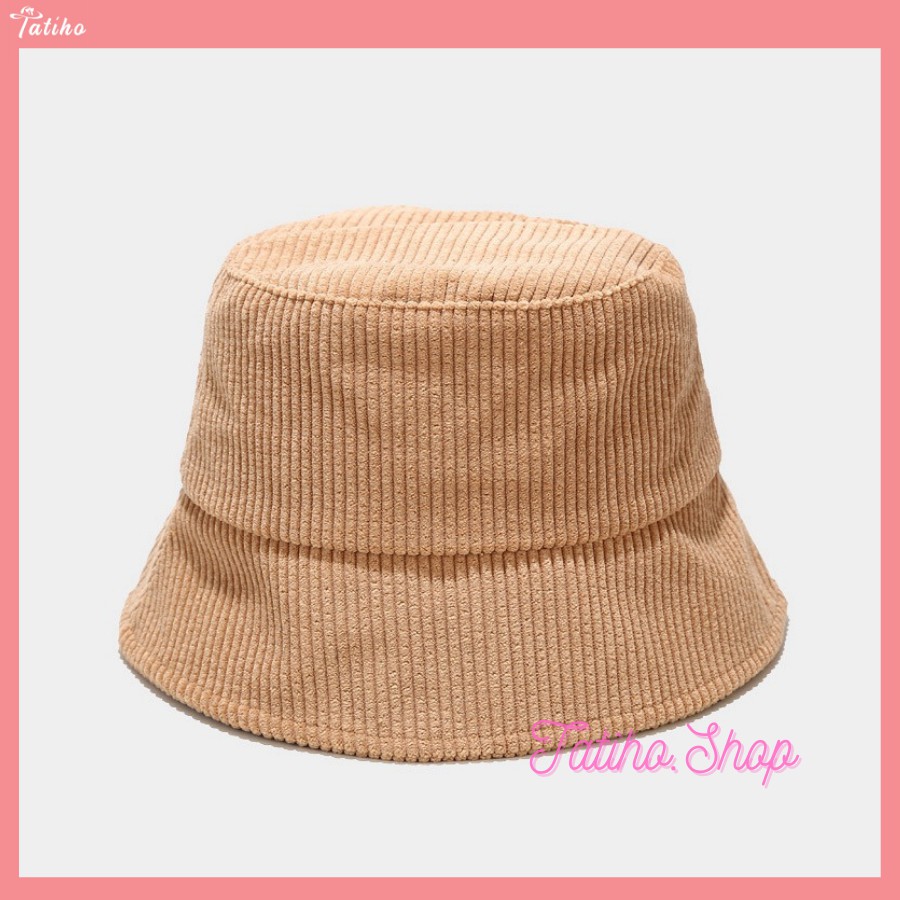 [Hàng Xịn, Giá Tốt] Nón Bucket (Mũ Vành) Unisex Ngắn Họa Tiết  Sọc Trơn Phong Cách Hàn Quốc - Chất Liệu Nhung - Mã NV026