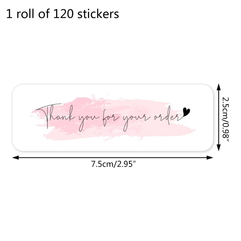 Set 120 miếng dán chữ Thank You for Your Order 1x3 Inch dùng trang trí phong bì đẹp mắt