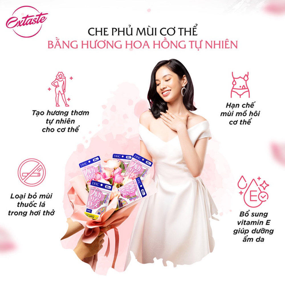 Viên uống thơm cơ thể hương hoa hồng dhc bulgarian rose capsule 30 ngày giúp cơ thể tòa hương thơm tự nhiên Extaste