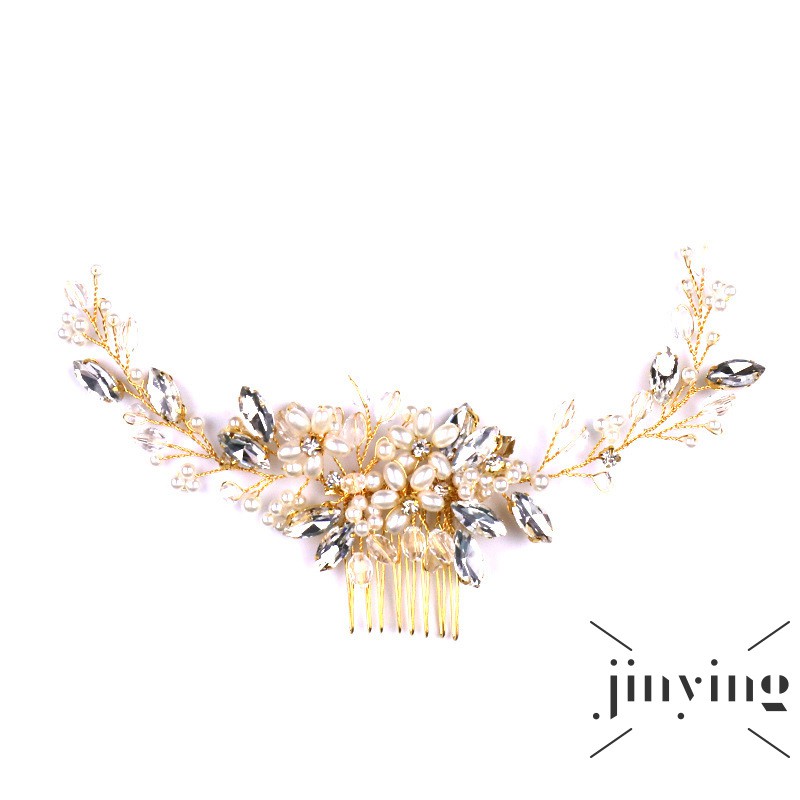 GETNOIVAS Lược cài tóc dạng dây đính hạt ngọc trai xinh xắn thời trang cho nữ