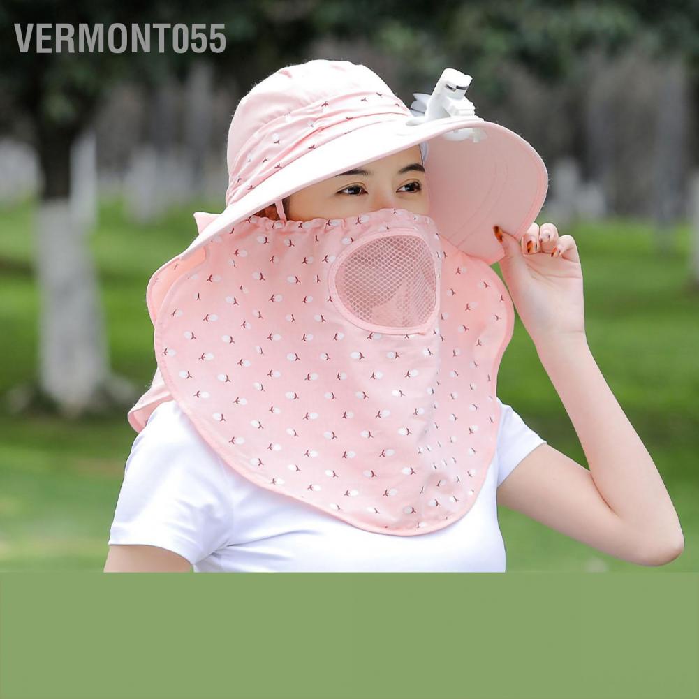 Vermont055 Mũ che nắng rộng vành có thể sạc lại thoáng khí để đi xe đạp cắm trại