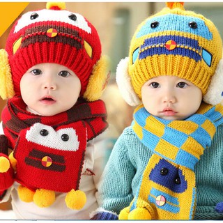 Mũ len robot + khăn choàng cổ