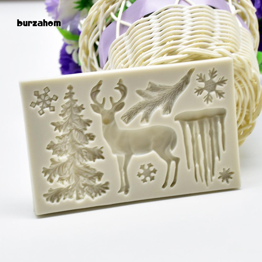 Khuôn silicone kiểu dáng giáng sinh độc đáo dùng để làm bánh tiện lợi 11.8cm x 7.5cm x 1.1cm