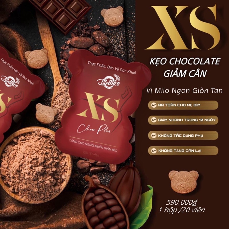 Kẹo socola giảm cân XS Bibico hộp 5 viên
