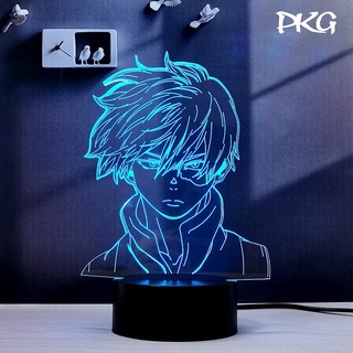 Đèn Ngủ Led 3D Hình Shoto Todoroki Học Viện Anh Hùng Quà Tặng Trang Trí cảm ứng Điều khiển từ xa nháy sáng 16 màu DN80
