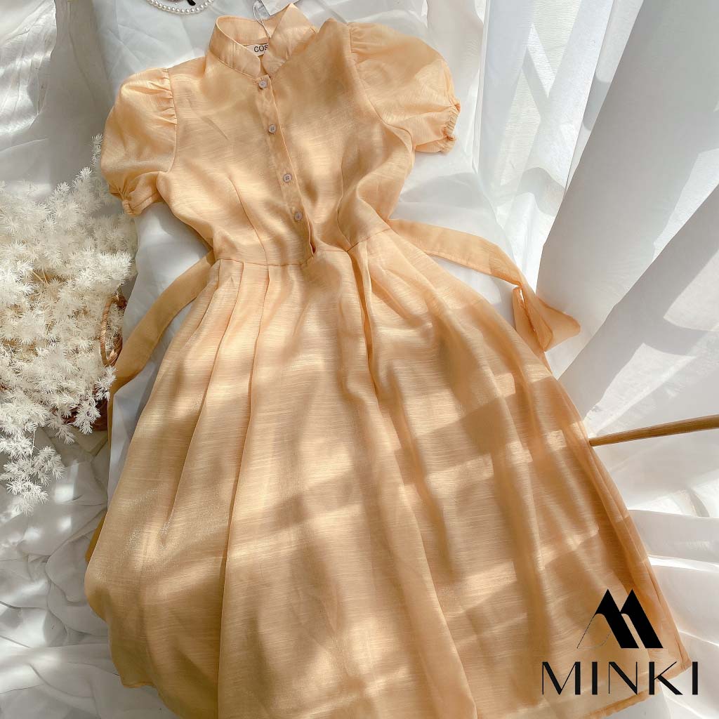 🌸 ĐẦM NUDE CỔ TRỤ TAY BÚP - CHẤT LIỆU CAO CẤP - MÀU NUDE TIỂU THƯ | BigBuy360 - bigbuy360.vn