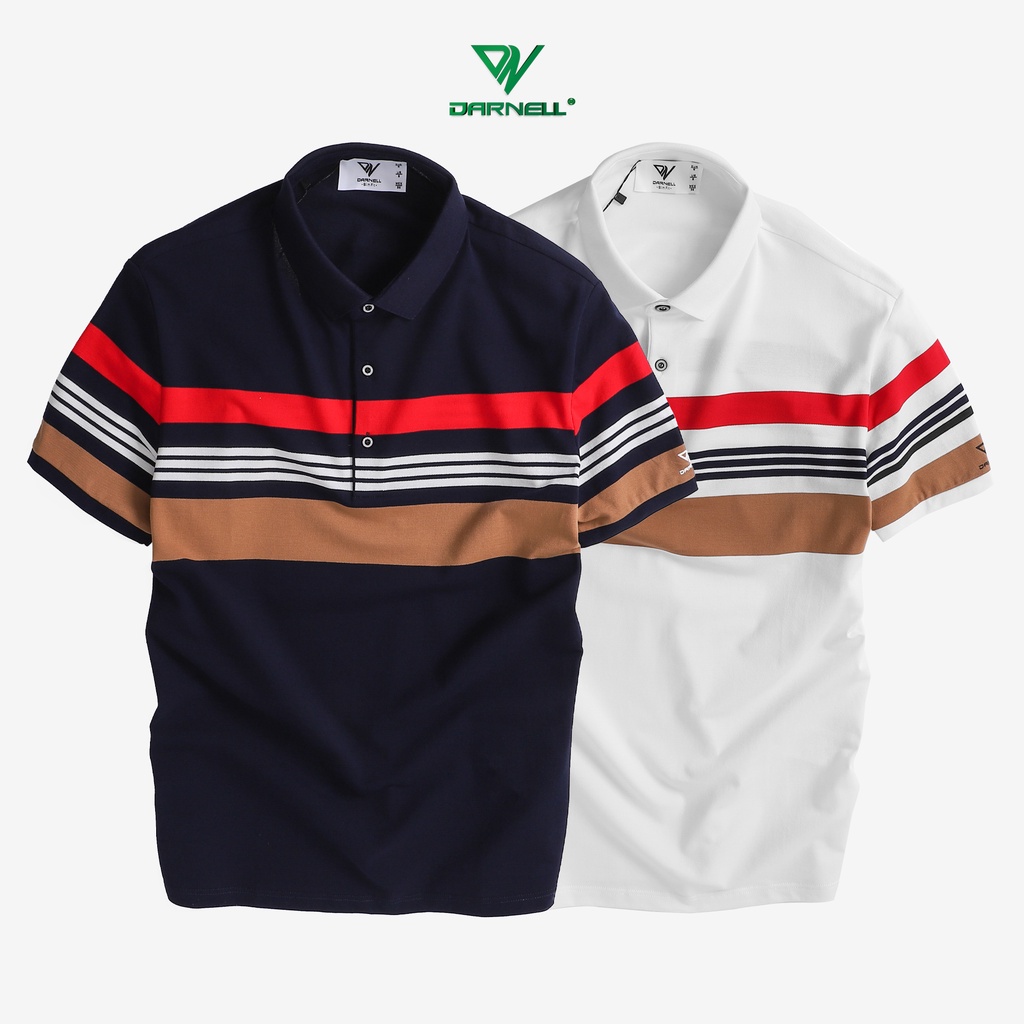 Áo thun polo nam DARNELL tay ngắn sọc ngang ngực chất cotton mềm mại thiết kế slimfit khoẻ khắn, nhẹ thoáng mát DN0604