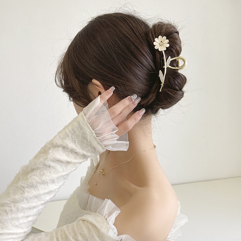 Kẹp Tóc Đính Đá Ngọc Trai Nhân Tạo Phong Cách Hàn Quốc Sang Trọng