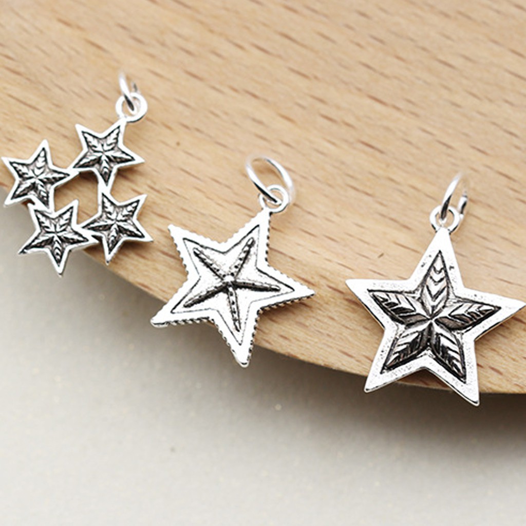 Phụ kiện Charm bạc Mặt hình ngôi sao năm cánh treo