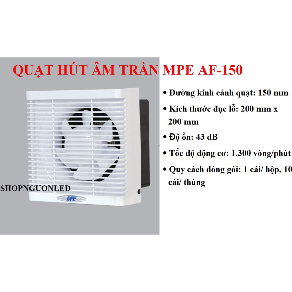 Quạt hút âm tường AFC-130/AF-150/AF-200/AF-250 hiệu MPE (NÊN MUA) giá rẻ, chất lượng dùng cho nhà bếp, phòng khách...