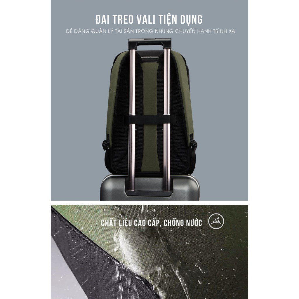 Balo du lịch công suất lớn, có ngăn khử khuẩn UV LED – KINGSONS SAFEBOX