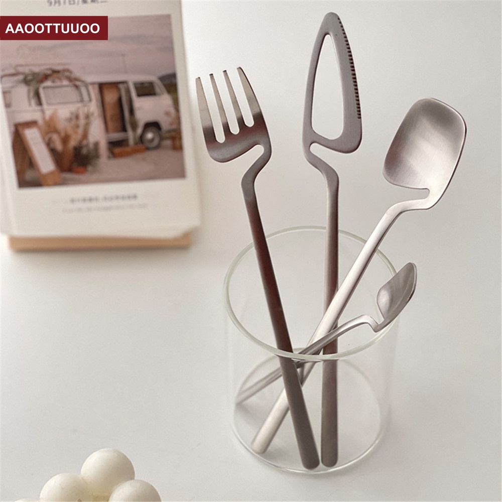 Bộ Muỗng Nĩa Bằng Thép Không Gỉ 304 Thiết Kế Sáng Tạo Màu Sắc