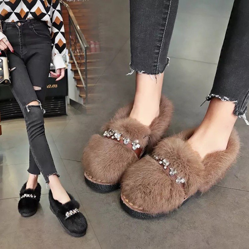 Giày lông nữ siêu ấm cho mùa đông không lạnh