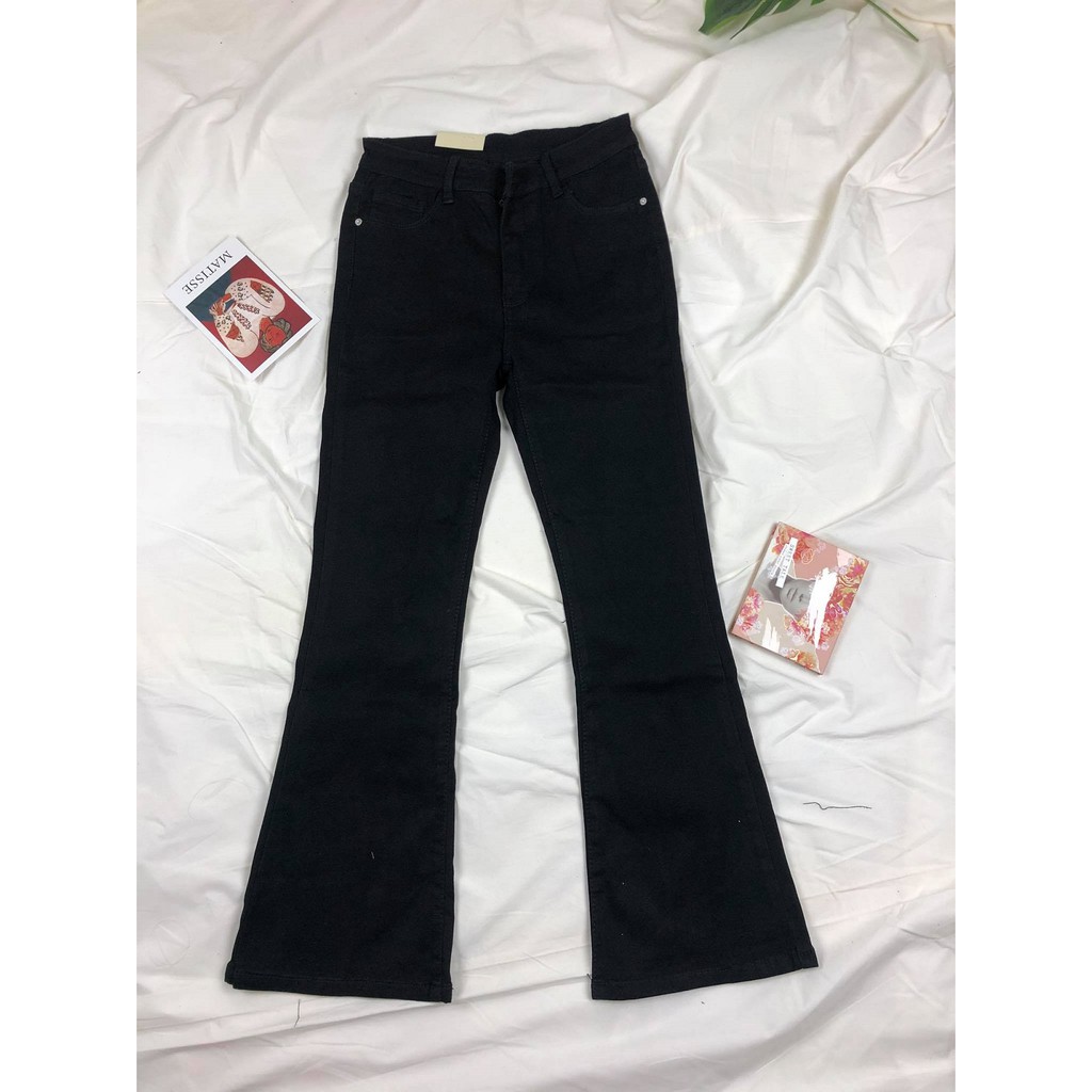 Quần Jean Ống Loe Đen Lưng Cao Trơn Tulidu Quần Bò Ống Loe Nữ Co Giãn [ẢNH THẬT] 511 07 | BigBuy360 - bigbuy360.vn