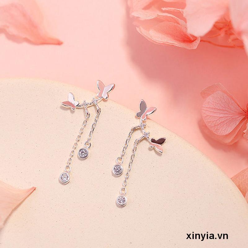 Bông Tai Vòng cổ Đôi Hình Bướm Đơn Giản Siêu Nữ Tính Dễ Phối Đồ