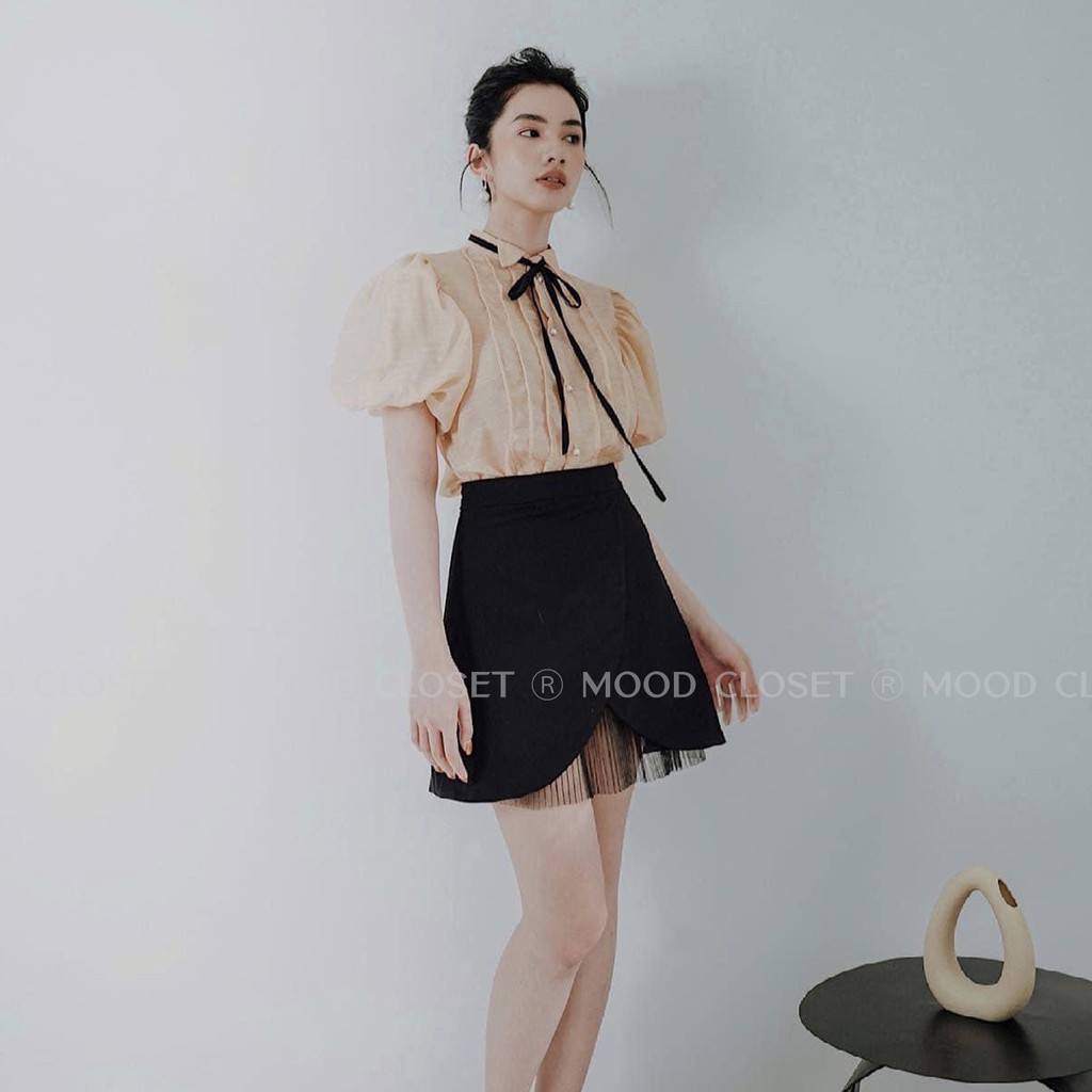 Chân váy chữ V ngược dáng A MOOD CV001 - Chân váy diềm voan chất kaki chun cao cấp | BigBuy360 - bigbuy360.vn