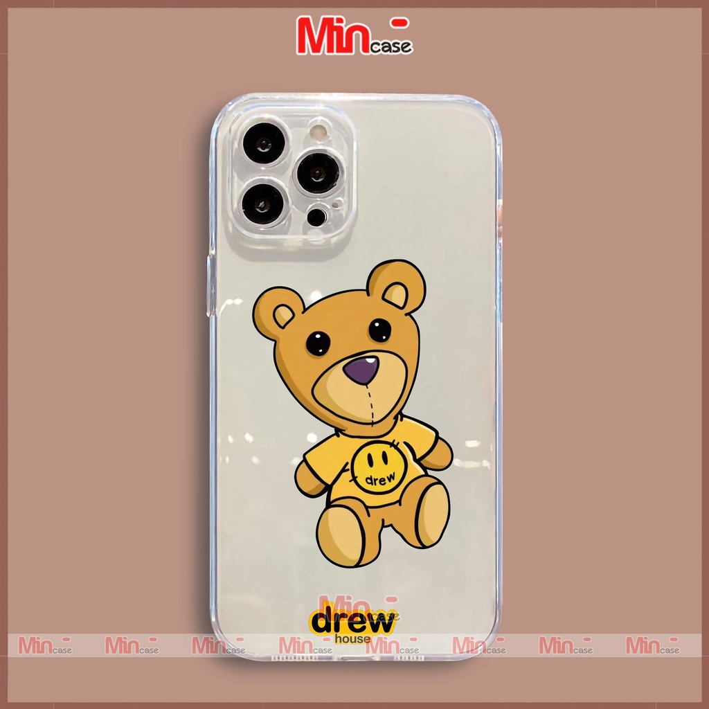 Ốp lưng iPhone Drew chống sốc viền vuông silicon trong suốt bảo vệ camera cho 6/6s/7/8/X/XS/XR/11/12/13 Pro Plus Max