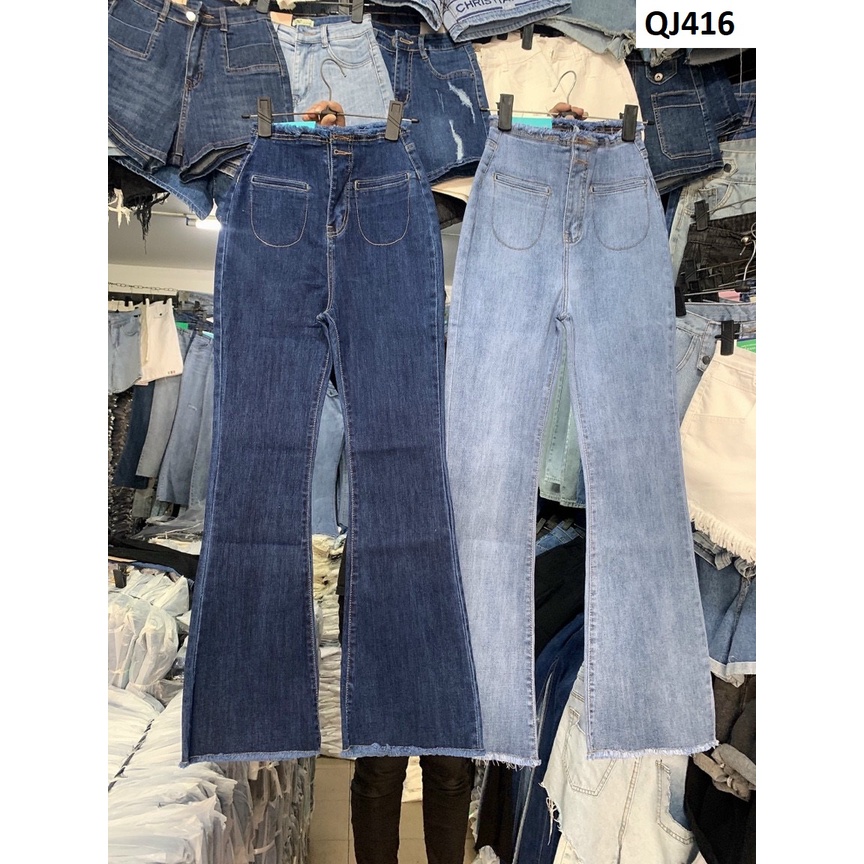 Quần Jeans Ống Pass Loe Lưng Siêu Cao QJ416