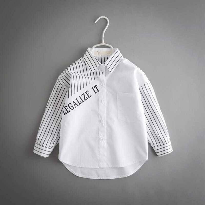 Áo sơ mi cotton tay dài kẻ sọc trắng phong cách hàn quốc mới cho bé trai quần áo trẻ em áo sơ mi sọc áo sơ mi trắng Gầy Áo khoác quần áo chống nắng trẻ em quần áo trẻ em áo sơ mi sọc áo sơ mi trắng Gầy Áo khoác quần áo chống nắng trẻ em