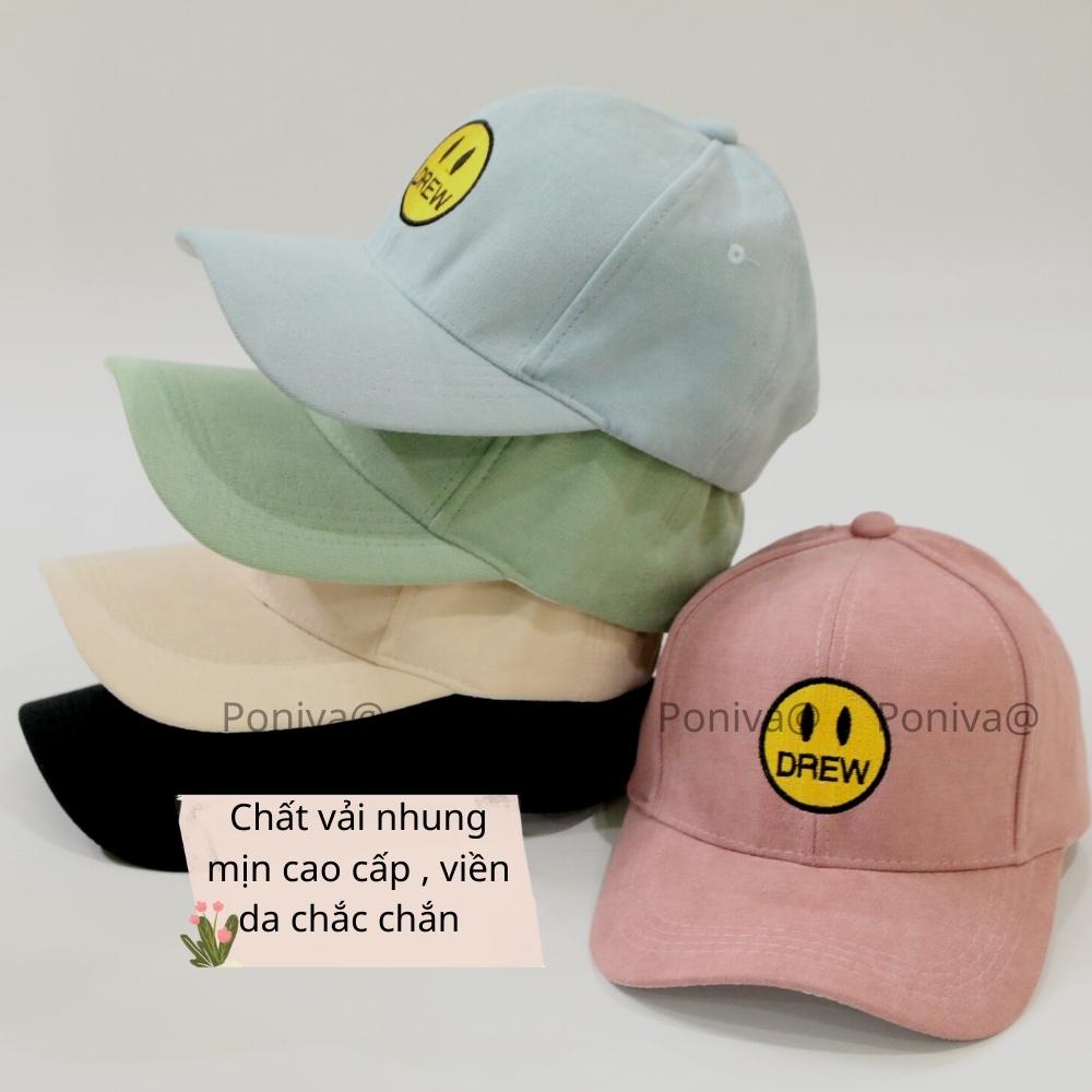 Mũ Lưỡi Trai - Nón Kết Thêu Icon Mặt Cười Chất Nhung Mịn Cao Cấp Form Unisex Mẫu Hot Trend 2022