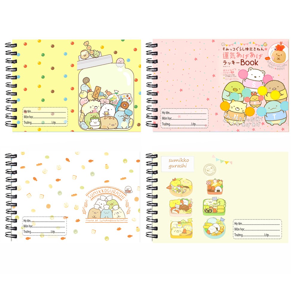 Vở vẽ sumikko lò xo A5 VV5I36 20 tờ totoro maruko kumakon pikachu stitch hoạt hình cute dễ thương