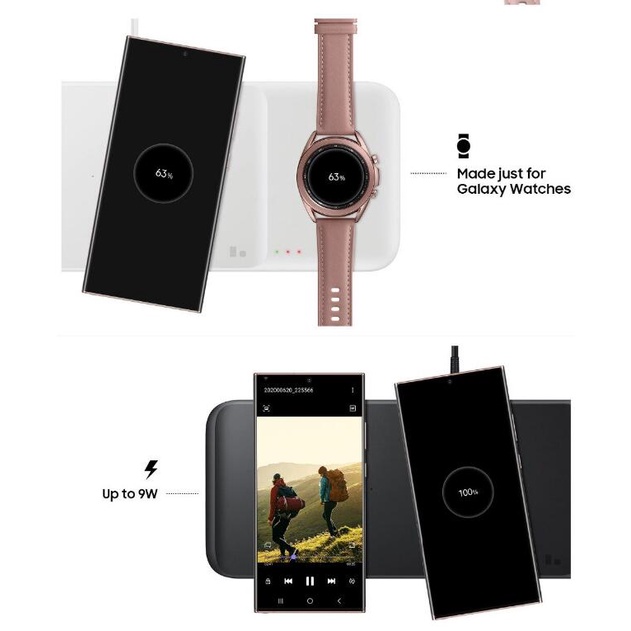 SAMSUNG Đế Sạc Nhanh Không Dây 3 Trong 1 Cho Galaxy Watch 3/Active 2 EP-P6300