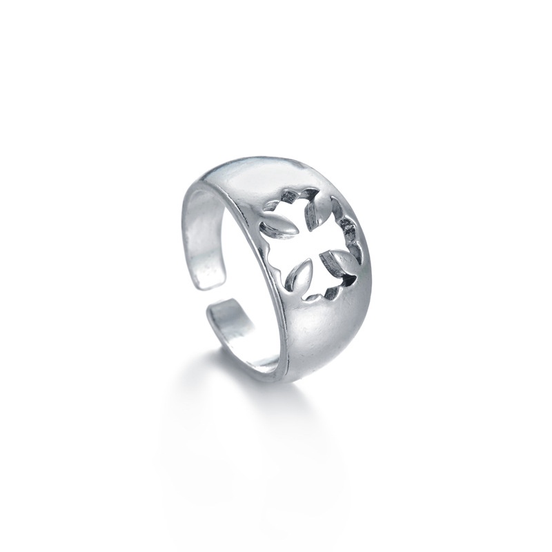Nhẫn unisex free size chữ thập hợp kim titan.