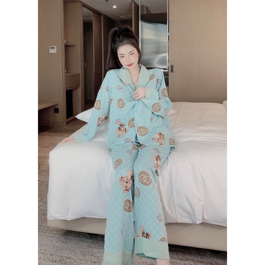 ẢNH THẬT pijama tay dài big size 60kg đến 80kg , đồ bộ nữ tay dài thiết kế siêu xinh, chất liệu lụa cao cấp mềm mịn mát