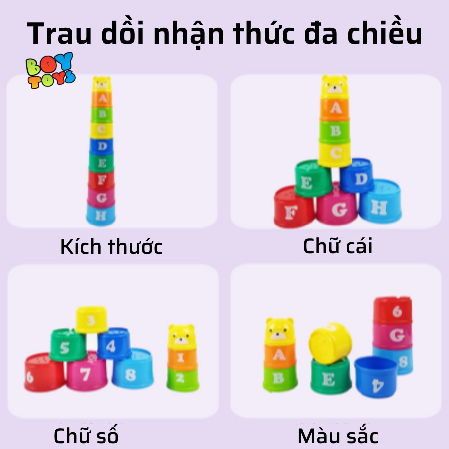 Bộ đồ chơi cốc xếp tầng phối hợp tư duy, nhanh tay, nhanh mắt giúp bé phát triển trí não