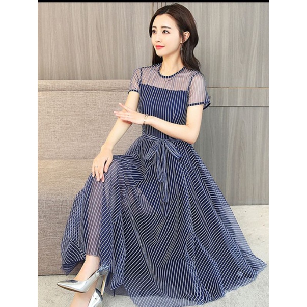 ĐẦM REN SỌC XANH