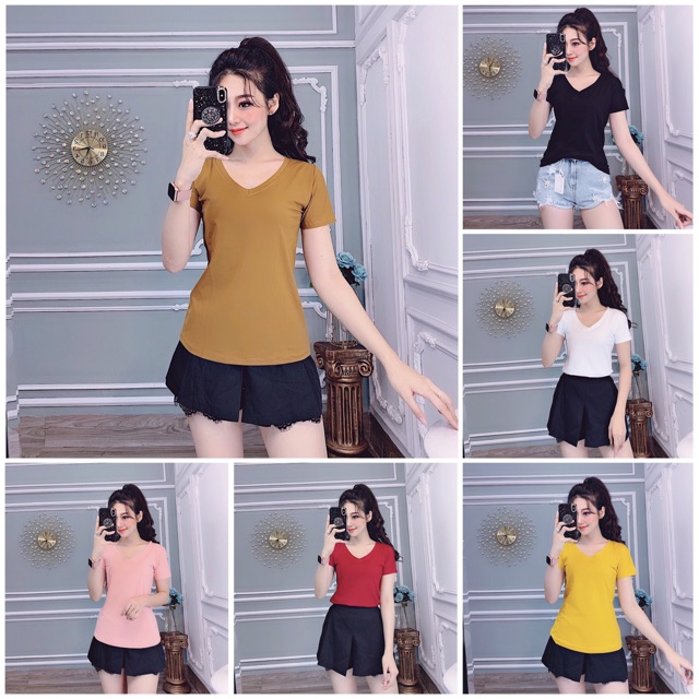 Áo thun thái cổ tim fom vừa 40- 60ki gọn người