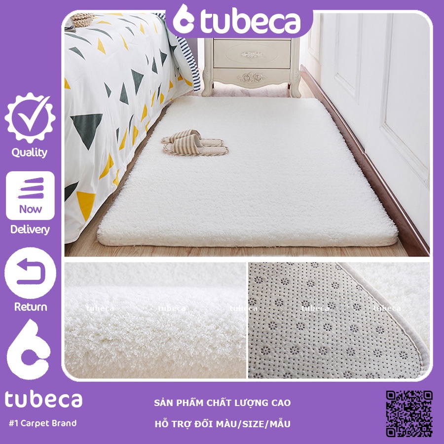 Thảm Trải Sàn Phòng Khách Lông Cừu Màu Trắng  Thảm Cao Cấp  Dày Dặn  Cực Êm  Size 2m x 1m6