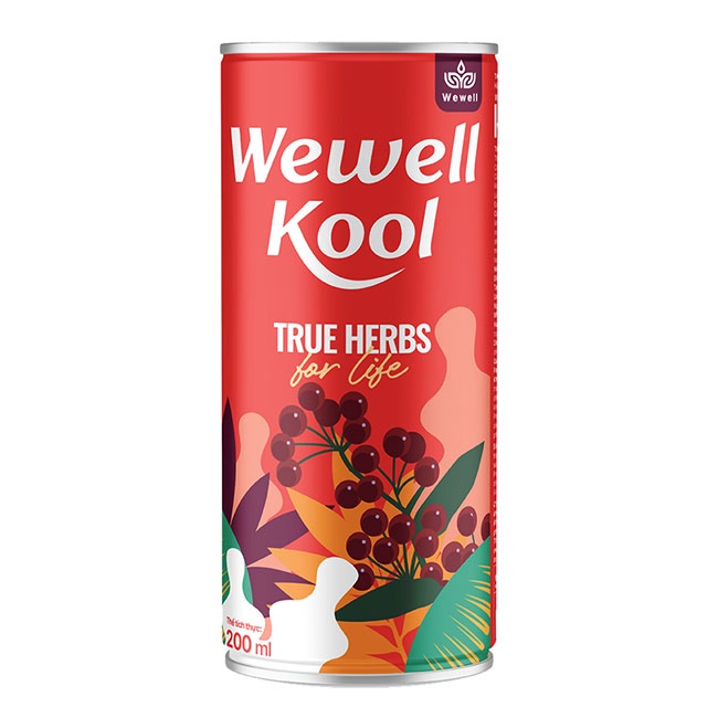 1 chai Nước uống thuần thảo dược Wewell Kool 200ml