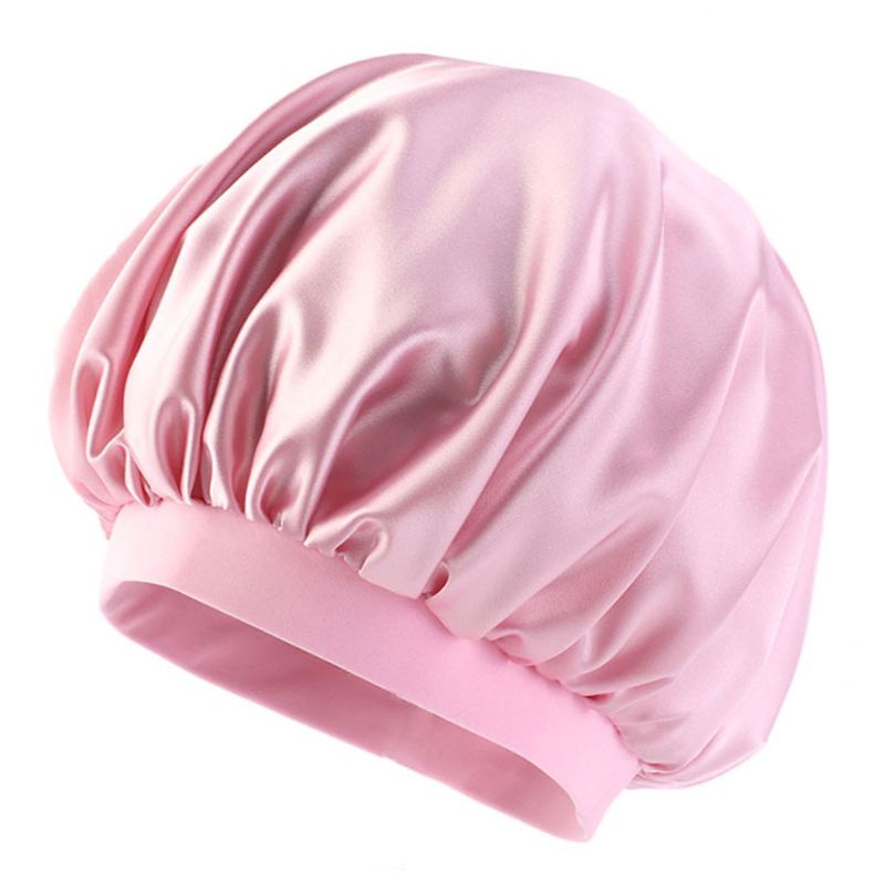 Mũ Trùm Đầu Ngủ Bằng Lụa Nhân Tạo Màu Sắc Ngọt Ngào Co Giãn Tốt Tiện Dụng Cho