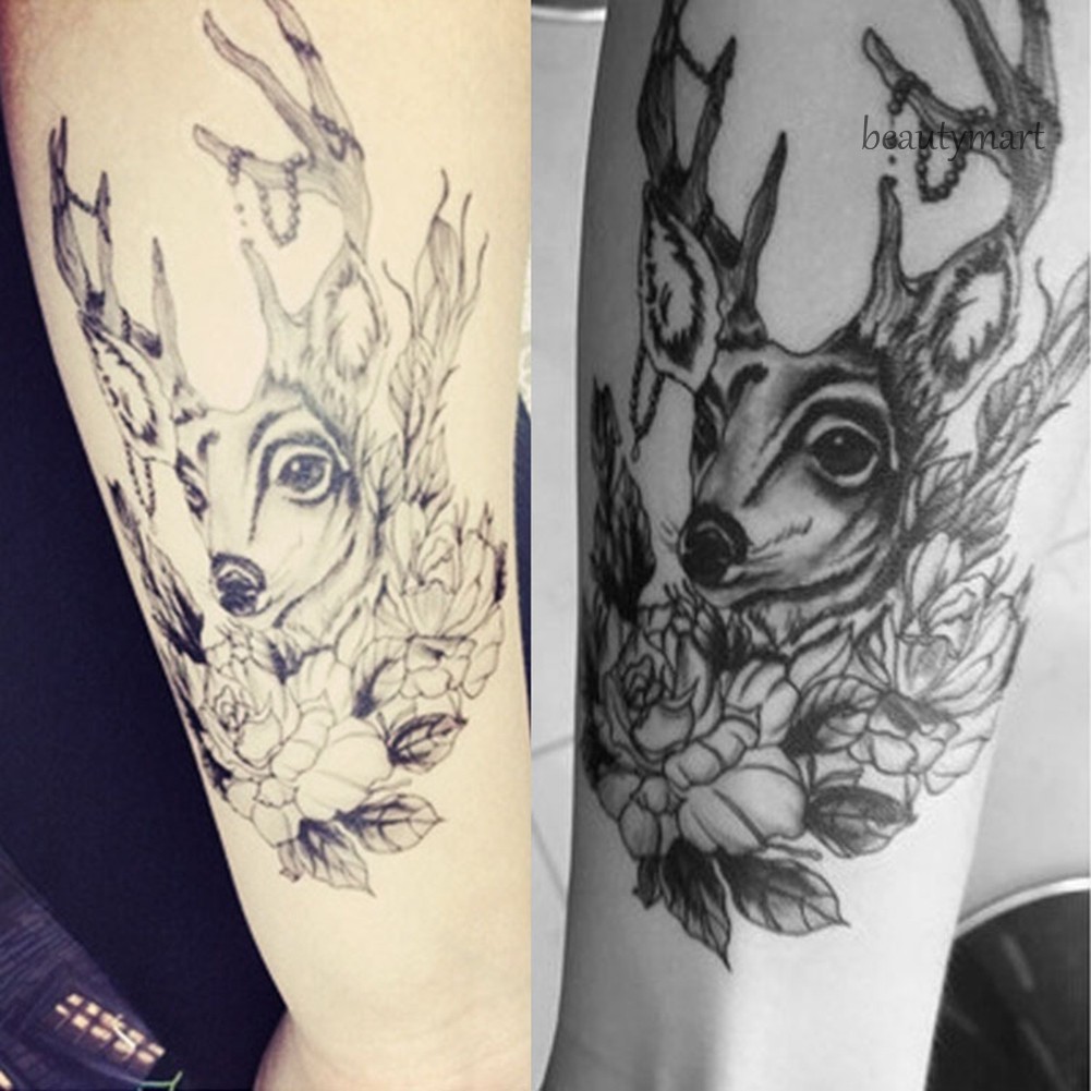 [Hàng mới về] Miếng dán hình xăm tạm thời chống nước hoạ tiết hình sói hình hoa lâu trôi