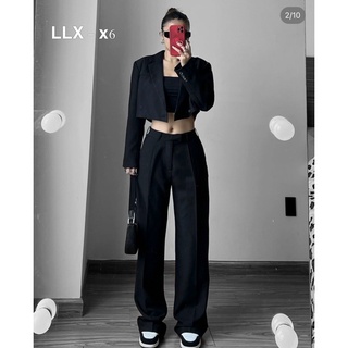 Set áo vest lửng quần suông