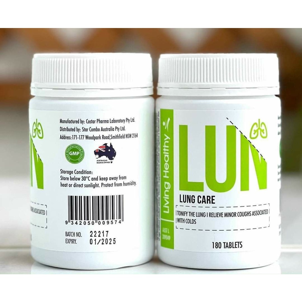 Viên uống Thải Độc Bổ Phổi Lung Care Living Healthy- Nấm Linh Chi 180 viên - Chuẩn Úc DATE 2025