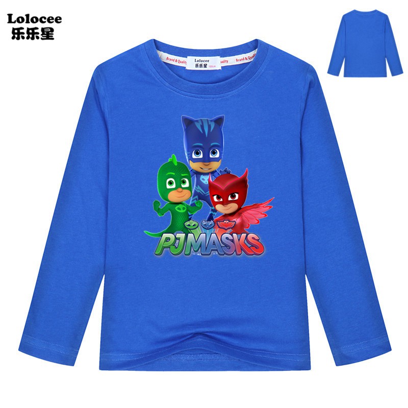 PJ MASKS Áo Thun Cotton Tay Dài Cho Bé Trai