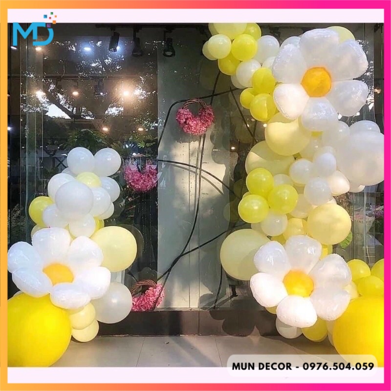 Bong Bóng Hoa Cúc Mặt Cười Trang Trí Sinh Nhật Decor Phong Cách Hàn Quốc