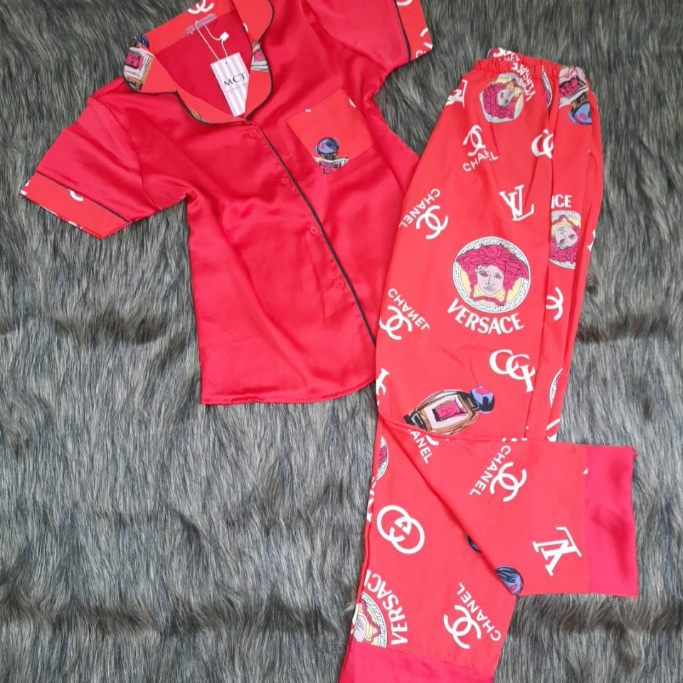 Đồ Bộ Pizama Satin Lụa Tay Ngắn Quần Dài Siêu Hót